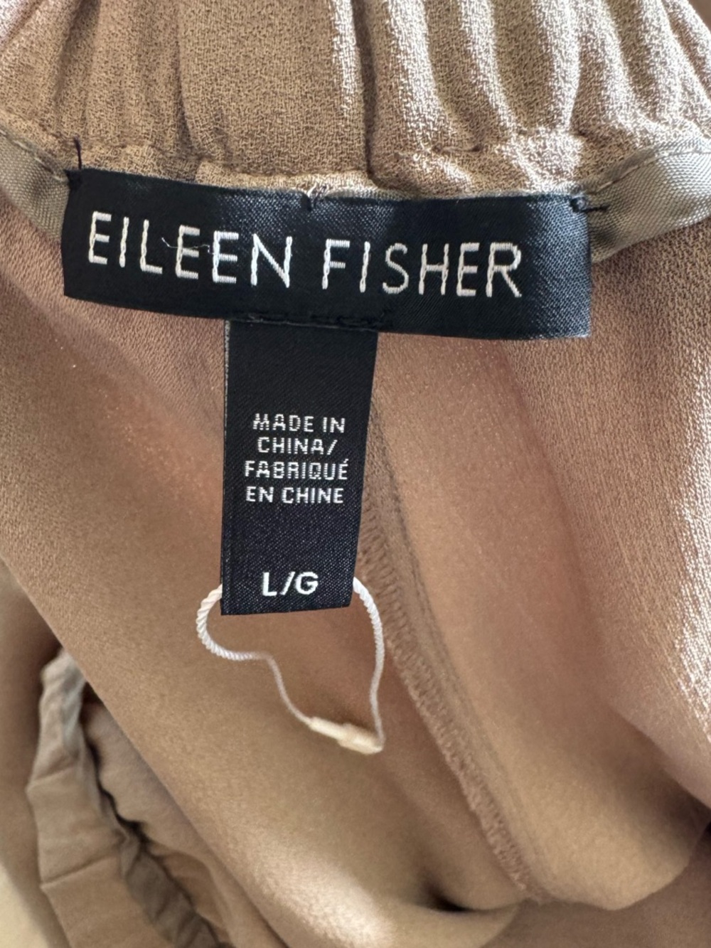 New Eileen Fisher Silk Georgette Crepe Cropped Pants (Flawed) Sz L - Picture 7 of 8